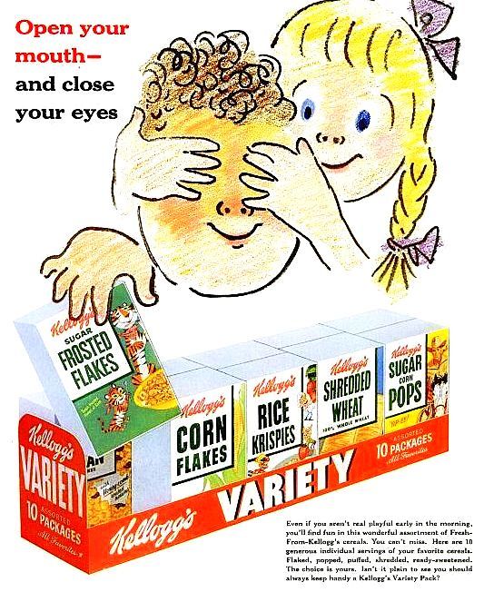 Kellogg’s Cereal Variety Pack — 1954 Retro Adverto